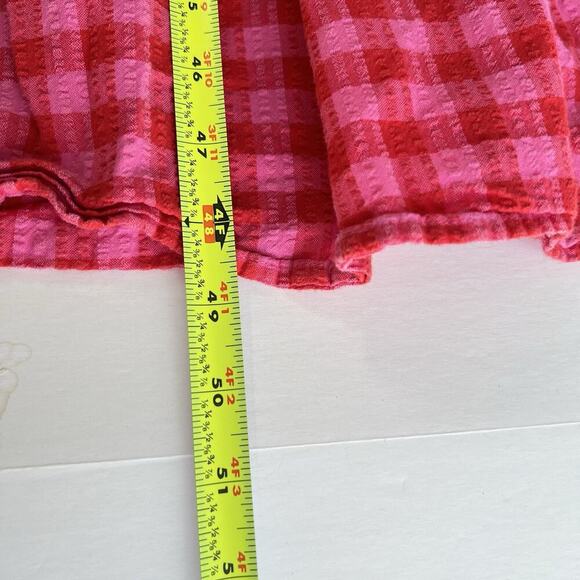 LANE BRYANT Gingham Sleeveless Flounce Hem Seersucker Midi Dress 18 Pink Pockets - Picture 13 of 15